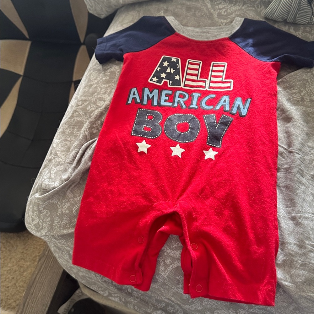 Red All American Boy Romper